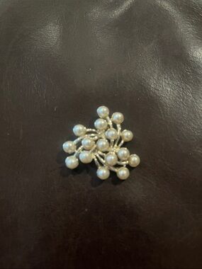 Vintage Signed Emmons Faux Pearl Silver Tone Brooch Pin